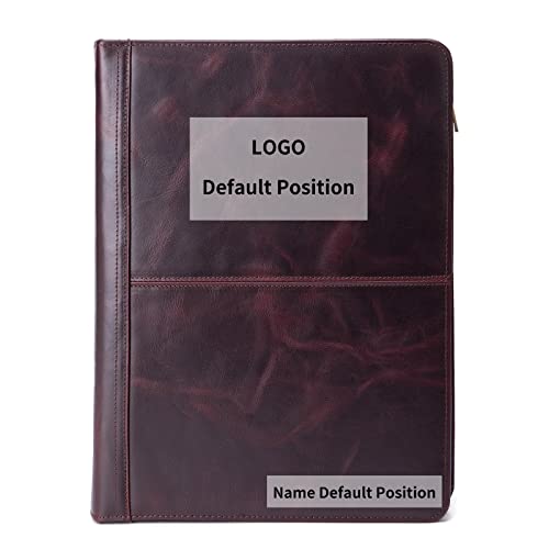 Geslun Personalized Leather Portfolio 3 Ring Binder for 8.5 x 11" Notepad