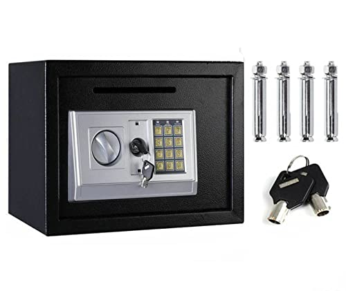TBLOTYD Home Safe Cash Safety Box Waterproof Wall Mounted Money Deposit Box with Lock Key Home Use Safety Box/23X17X17Cm，35X25X25Cm(16L) Black