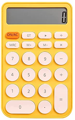 Small Calculator, 12-Digit LCD HD Screen Cute Yellow Basic Version(Orange)