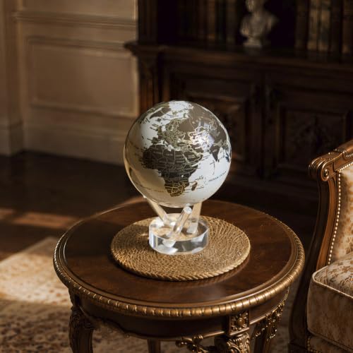 MOVA Self Rotating Globe, Gilded Terra Lux Map Classic (4.5") White & Gold
