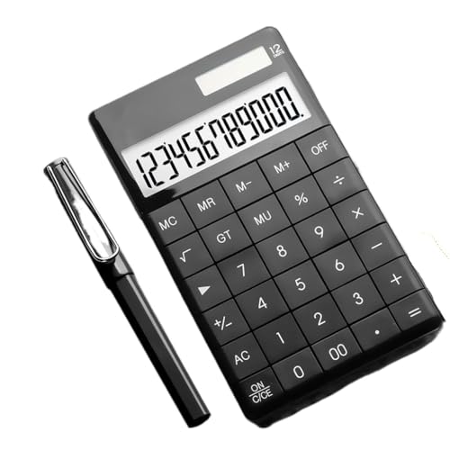 NSUQOA 12 Digit Desktop Calculator Large Big Buttons Financial Business Accounting Tool Solar Power(A)
