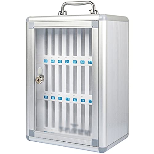 Aluminum Alloy Clear Cell Phones Storage Cabinet Pocket Chart Storage Locker Box with Handle and Security Lock Can Be Carried by Hand for Classroom Office (Color : Silver, Size : 24) (Silver 24)
