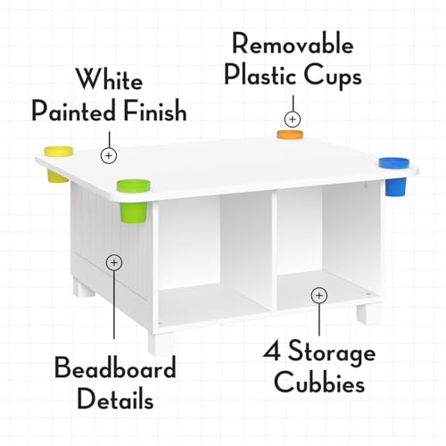 RiverRidge Kids Activity Table with Storage Cubbies, Cups and 2 Olive Bins