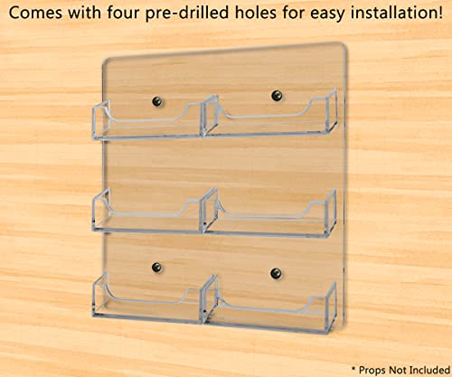 Marketing Holders 24 Pack Hanging Business Card Holders Multi Pocket 8.25" x 7.5" Clear Acrylic Vertical Rack with Hardware for 3.5" x 2" Horizontal Gift or Appointment Cards