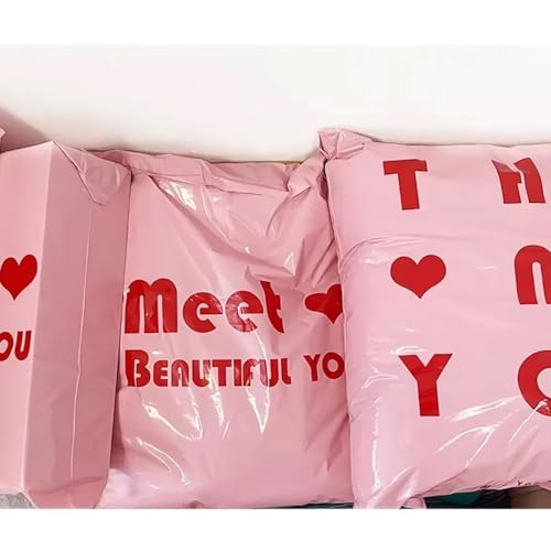 YINUK 20pcs Pink Plastic Courier Bag Thank You Packing Bag Thickened Garment Waterproof Mailing Bag Self Sealing Envelope Bag(55x65cm 20pcs)