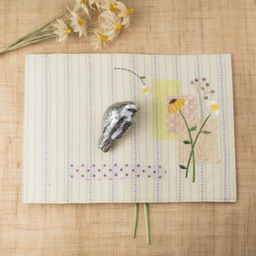 A5 Book Cover Adjustable Cotton Sleeve with Patchwork Embroidery Journal Jacket Cottagecore Planner Case(A5 Blank)