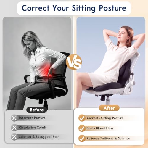 Office Chair Cushion Car Seat Cushion with Adjustable Lumbar Support Pillow