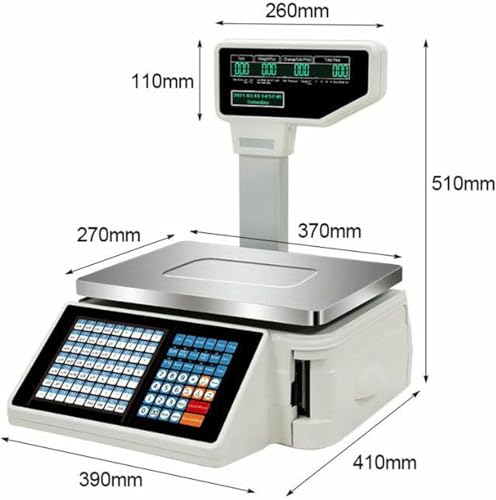NYTFHMS Digital Price Label Printing Scale,Barcode Printing Scale,with Thermal Printer,Electronics Weighing Scale,Double-Sided Display Screen,Machine+Scanner