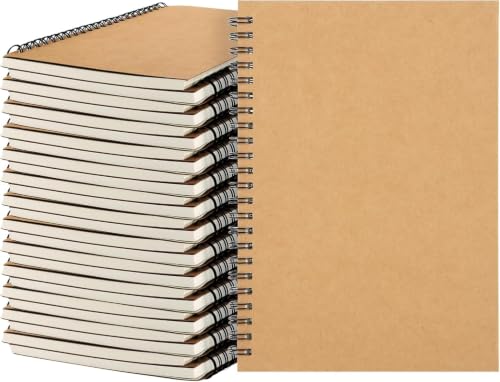 24 Pack A5 Bulk Spiral Notebooks with Kraft Cover, 8.3 X 5.8 Inch
