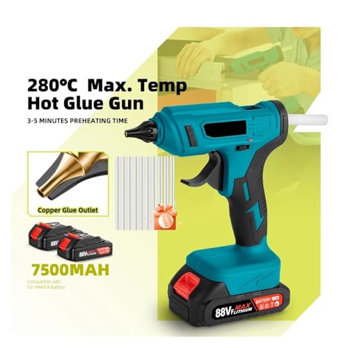 LIBODD Hot Glue Gun Cordless Electric Hot Melt Glue Gun 11mm Glue Stick Anti Scald Nozzle Rechargeable DIY Repair Tool for 18V Battery for DIY Arts, Crafts and Quick Repairs(1 Battery)