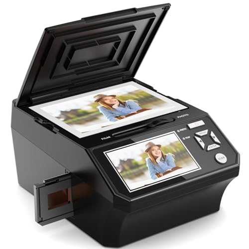 Film & Photo Scanner with 5" LCD Screen, Converts Photo, 135/110 Film Negatives & Slides, Business Card to 22MP Digital Photos, 8GB SD Card Included