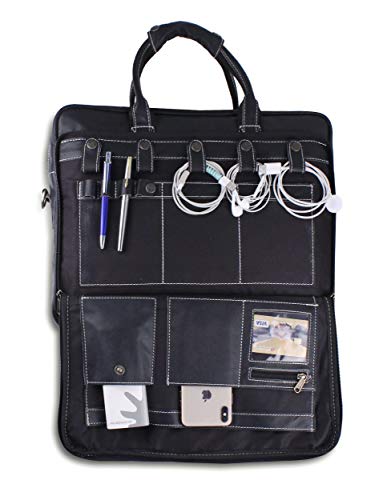 18 Inch Leather Messenger Bag For Men, Genuine Leather Briefcase Business Bag W/Padded Laptop Case, Vintage Handmade Laptop Satchel and Shoulder Bag for Office, Work, and Travel