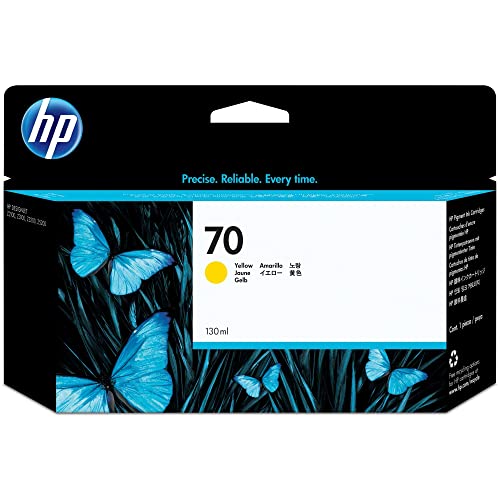 HP 70 Yellow 130-ml Genuine Ink Cartridge (C9454A) for DesignJet Z5400, Z5200, Z3200, Z3100 & Z2100 Large Format Printers - Yellow Printhead