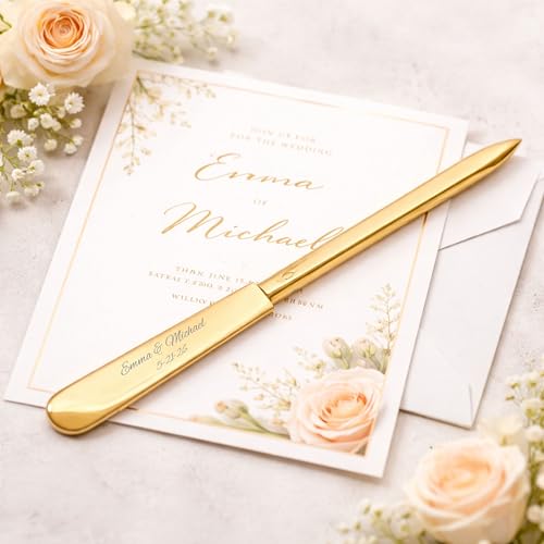 Personalized Gold Letter Opener Custom Engraved Free - Desk Accessory - Perfect Business or Corporate Gift with Free Engraving - Ships from USA