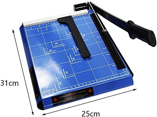 KouRy Paper Cutter A4 Stack Paper Trimmer Guillotine with Guard Rail Safety Blade Lock, Commercial Grade Guillotine Paper Slicer Cutter for Office Home School (Blue)