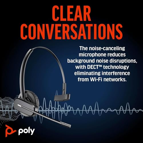 Poly Plantronics CS540 Wireless DECT Headset - Single Ear - Convertible - Noise Cancelling Microphone Bundle Including: Base, Headband, Ear Tips, Goby Labs Headphone Cleaner, Fiber Cloth
