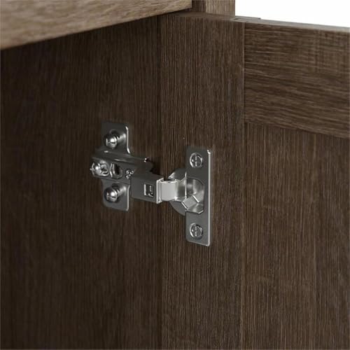 Scranton & Co 60" Engineered Wood L-Shaped Desk with Storage, Ash Brown Finish, Durable Mission Style Home Office Desk with Adjustable Shelf and Box Drawer, Space-Saving Corner Design