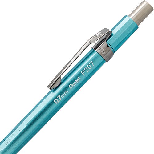 Pentel Sharp Mechanical Pencil (0.7mm) Metallic Sky Blue Barrel, Box of 12 (P207MS)