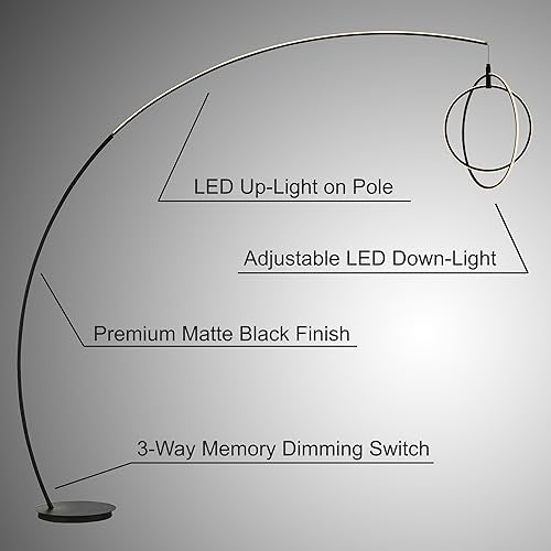Lite Source Monita 83" Matte Black LED Modern Orb Arc Floor Lamp