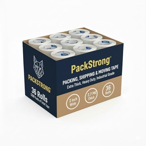 Packstrong Heavy Duty Packing Tape 36 Rolls, 2 Inch Wide 2.7 Mil 110 Yards