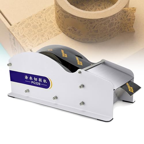 VNATWGOO Width-Adjustable Packing Tape Dispenser, Water Activated Tape Dispenser,Kraft Paper Packaging Tape Dispenser,with Stainless Steel Blade