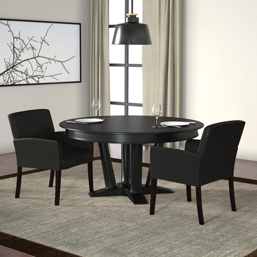 Boss Office Products Box Arm Guest Chair with Mahogany Finish in Black, 250 (B619)
