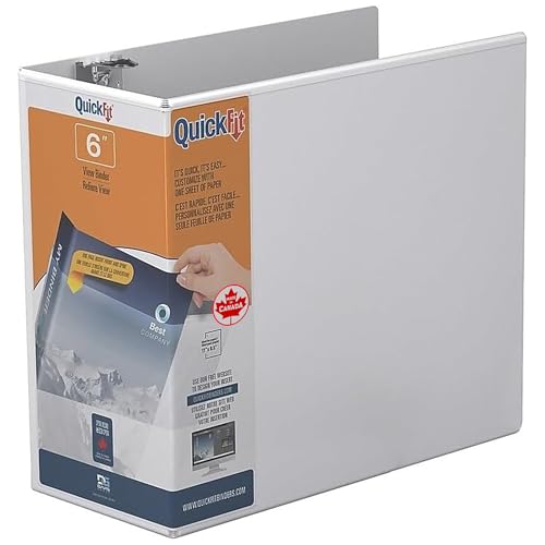QuickFit View Binder, 3-Ring Binder for School or Office, Round Ring, White, Single, 6 Inch