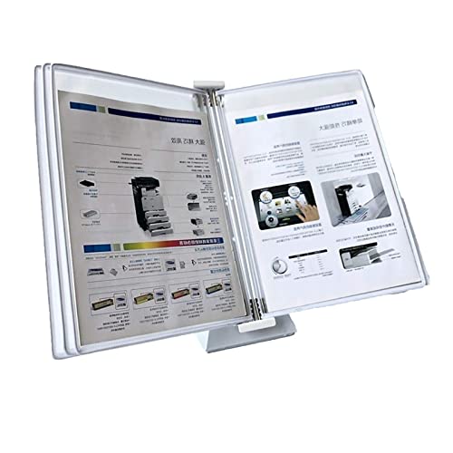 GFSGHZZ File Organizer for Desk - Desktop Reference Organizer, 10-Page Double-Sided Panel Horizontal Catalog Reference System, Wall-Mounted Menu Display, Durable Desk Display Unit, A4 Size,White