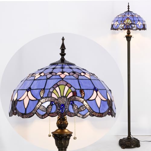 WERFACTORY Tiffany Floor Lamp 64 Inch Stained Glass Standing Reading Light