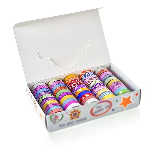 QERTYHJK 50 Pcs/lot Glitter Decorative Adhesive Tape Masking Washi Set DIY Scrapbooking Sticker Label