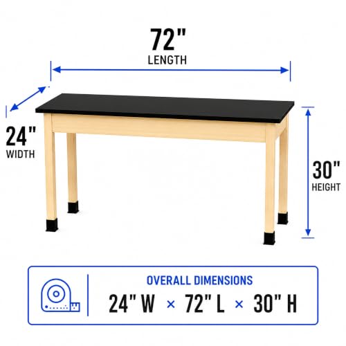 Learniture by Diversified Woodcrafts Science Lab Table, Chemical-Resistant Laboratory Table with Black High-Pressure Laminate Top, Solid Maple Legs, STEM Classroom, Science Lab & Workshop Furniture