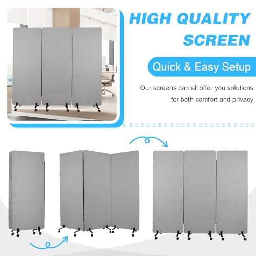 3 Panels Freestanding Partition Room Dividers Folding Room Divider Folding Portable Partition Screens for Offices Balcony Bedroom Outdoor Garden