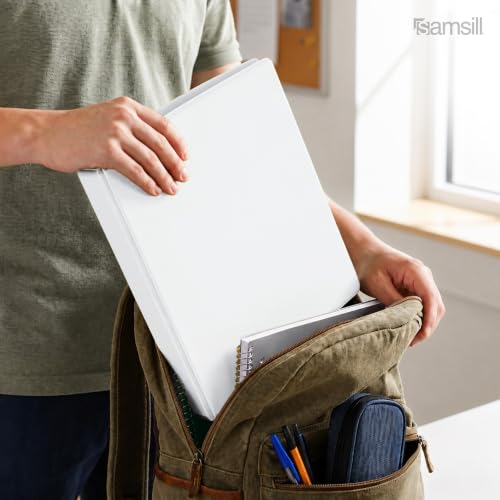 Samsill Durable 1 inch 3 Ring Binder, D Ring Binder, 100% Recycled Chipboard, White, 24 Pack, Bulk
