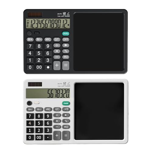 JINPIAOPIAO Double Power Calculator and Writing Pad with Voice Recognition Large Screen Solar Charging Portable Silents Operations F