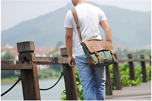 CARUTU Portable Briefcase,Messenger Bag for Men Canvas Laptop Computer Bag Leather Briefcase(Gray)