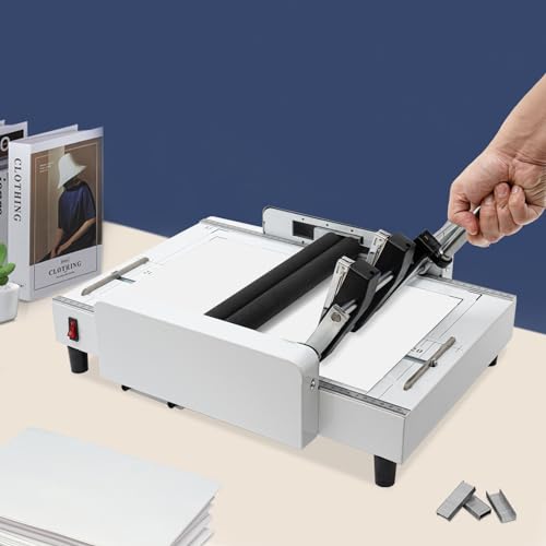 PLITEDDE Booklet Maker A3 Paper Folder Binding Machine, Max 11.7×16.5 Inch Booklet Stapler for Home, School, Printing Store, Office