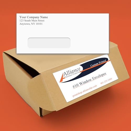 Custom Printed #10 Window Envelopes - Bright White Wove #10 Smooth Finish Professionally Printed (500)