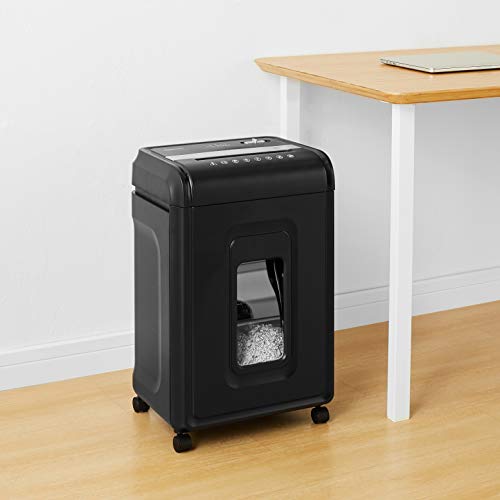 Amazon Basics 24-Sheet Cross Cut High Security Paper Shredder for Home Use, P-4 Security, CD and Credit Card Document Shredder with Pullout Basket, Black