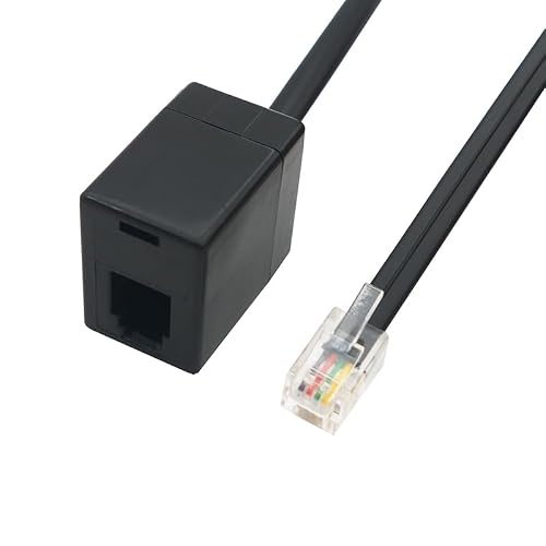 Coorle One Way Telephone Splitters RJ9 Male to Female Cable 4P4C Telephone/LAN Wall Adaptor Separator Black for Landline 10-Pack (4P4C)