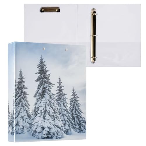 Xpdkjwd Snow Wild Quiet Woods 3 Ring Binder Can Hold 200 Letter Size Binders, Suitable for Home, Office, Dormitory, 2Pcs
