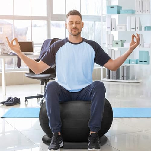 CMYUN Yoga Ball Chair Fitness Ball Chair for Adults Teenagers Kids, Home Yoga Ball Seat for Exercise Pilates Pregnancy, Stability Office Sitting Ball with Base (Size : Diameter-65cm(25 5/8"))