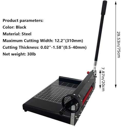 WYDDDARY 12.2" Manual A4 Stack Paper Cutter Heavy Duty Guillotine Stack Paper Trimmer Cutting with a Safety Lock for Home Office