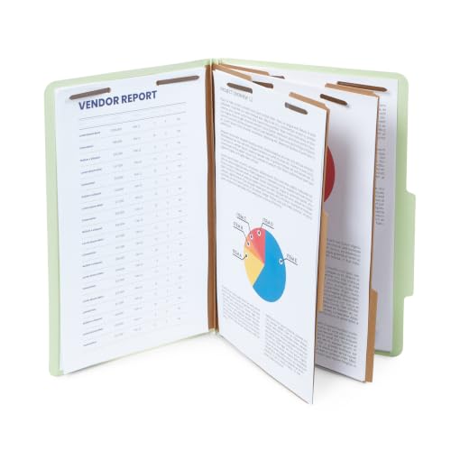 Blue Summit 10 Classification Folders, Legal, 2 Divider, Gray Green