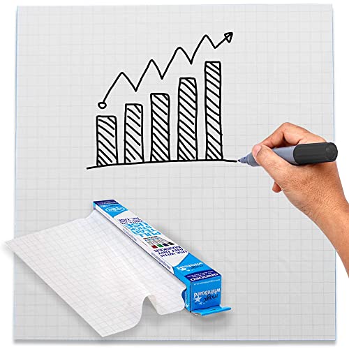 Magic Whiteboards Gridded Magic Whiteboard Sheets, 31 1/2-inch W x 23 1/2-inch H, 25/Sheets (MW2125)