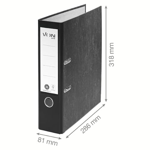 VON Leitz 10530055 A4 Folder, 80mm Spine Width for 600 Sheets, 100% Recycled Paper, Blue Angel & FSC Certified for School, Study & Home