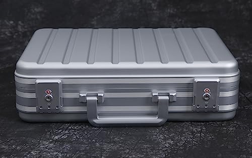 urecimy Silver Briefcase Aluminum Attache Case Padded Laptop Briefcase Combo TSA Lock Hard Sided Money Suitcase with Foam