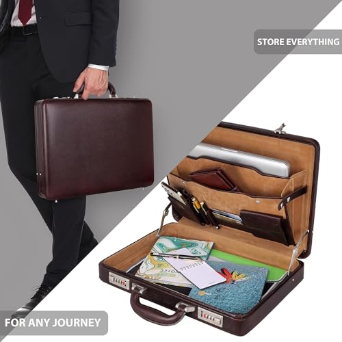 ACEKING Full Grain Leather Briefcase for Men, Brown