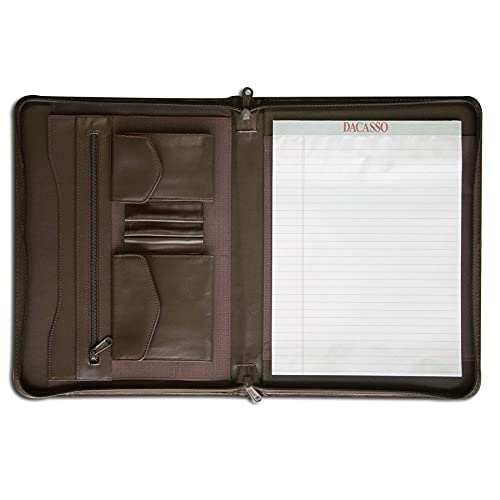 Dacasso Chocolate Brown Leather Enhanced Zip-Around Portfolio Standard Size