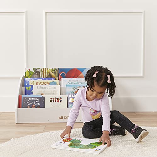 ECR4Kids 4-Shelf Toddler Book Display, Wooden Bookshelf, 30in W, White Wash