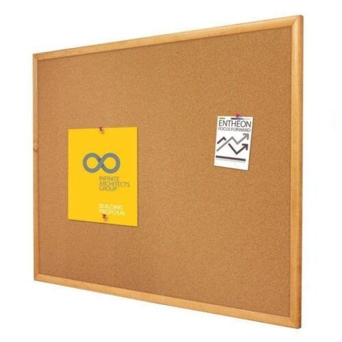 Quartet Cork Bulletin Board 72"W x 48"H Pin Board, Oak Finish Frame (307)